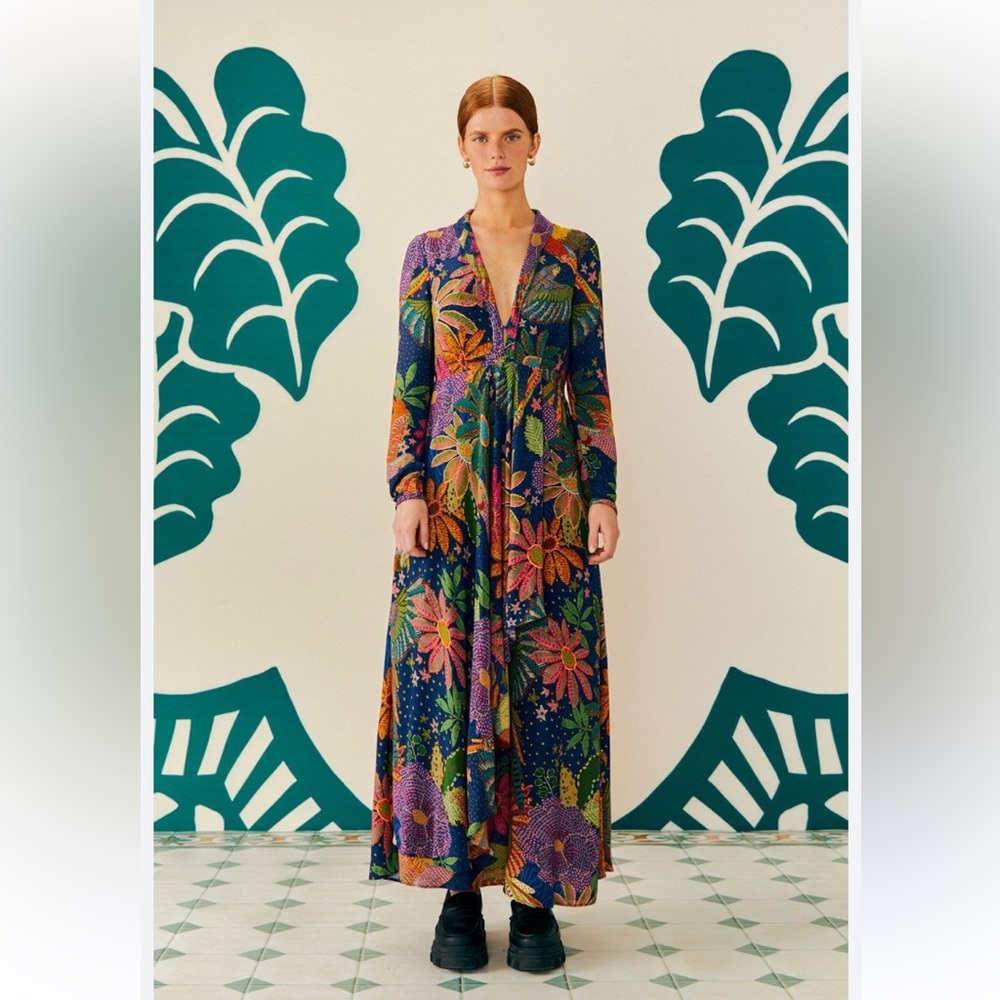 FARM Rio Cool Macaw Navy Maxi Dress